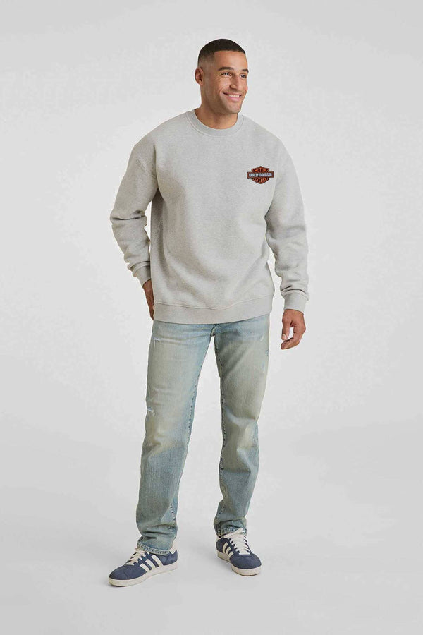 Elo Cut Label Men's Harley Davidson Sweat Shirt Heather Grey