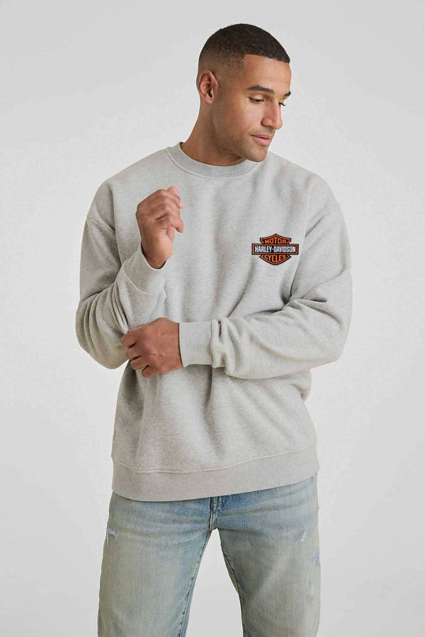 elo Cut Label Men's Harley Davidson Sweat Shirt Heather Grey