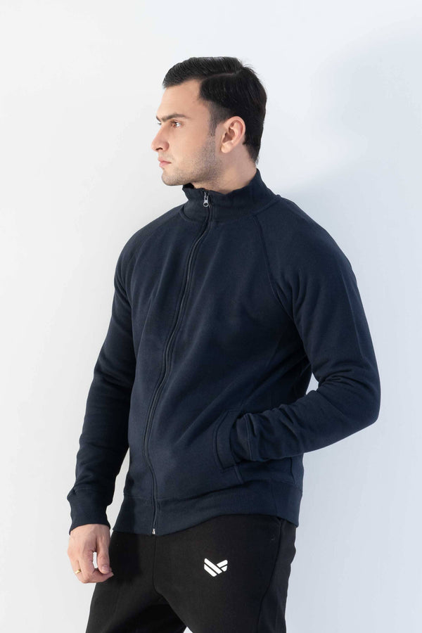 Elo Cut Label Men's Raglan Sleeve Fleece Full Zipper Jacket Navy
