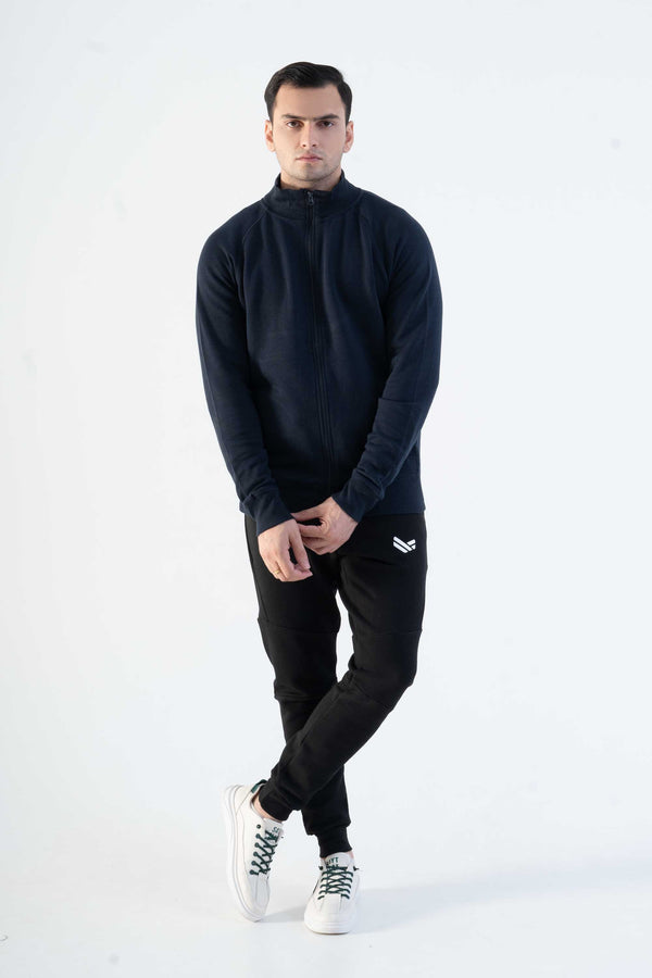 Elo Cut Label Men's Raglan Sleeve Fleece Full Zipper Jacket Navy