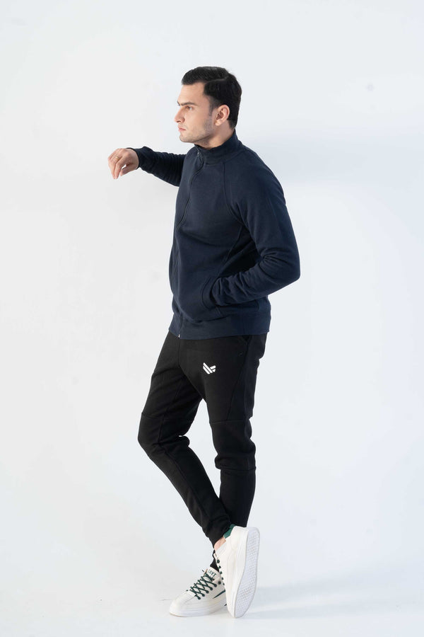 Elo Cut Label Men's Raglan Sleeve Fleece Full Zipper Jacket Navy