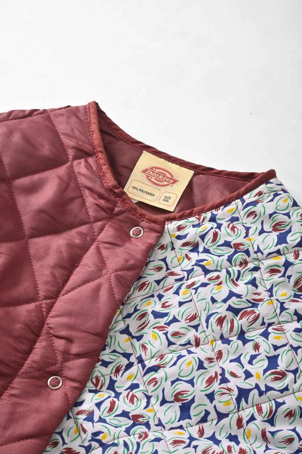 Elo Cut Label Women's Contrast Style Minor Fault Quilted Zipper Jacket Maroon