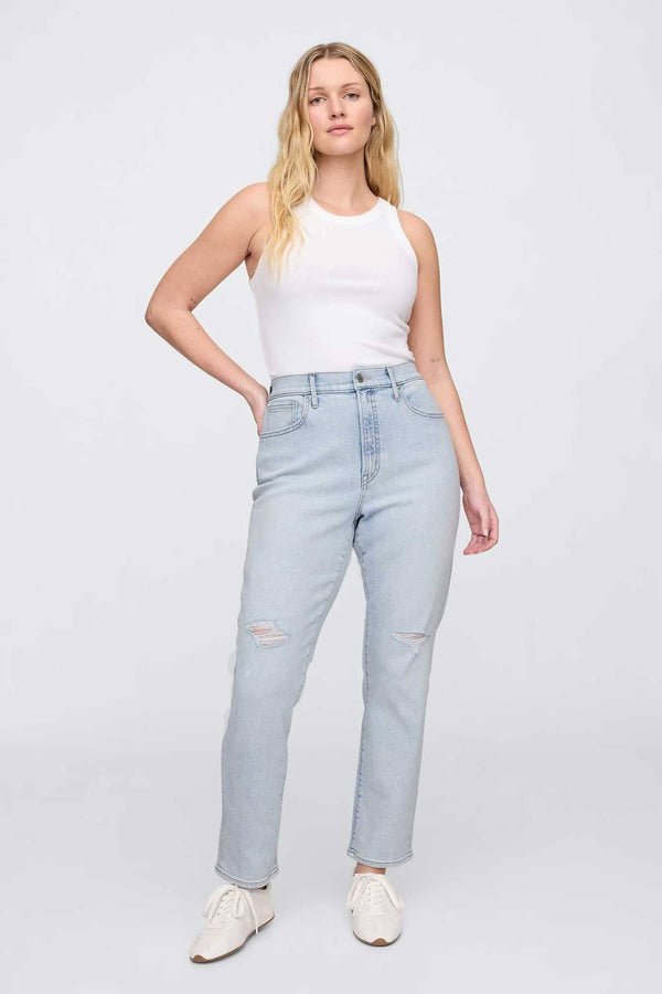 Elo Cut Label Women's Distressed Regular Fit Denim Sky
