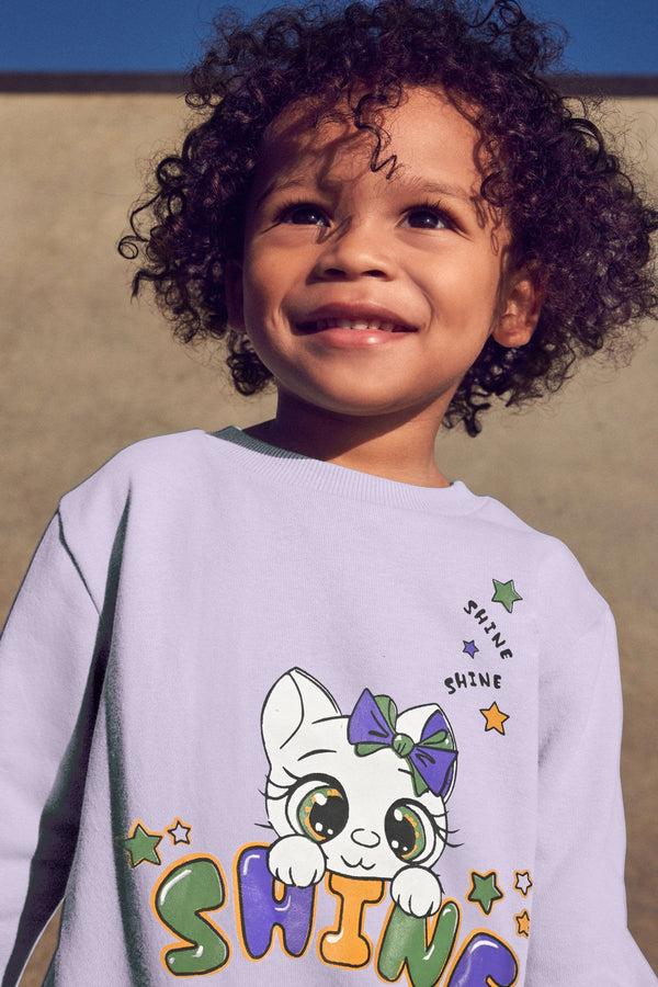 Elo Cutie Kid's Shine Printed Fleece Sweat Shirt Lilac