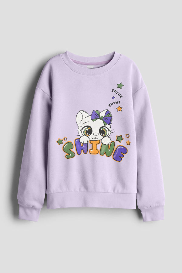 Elo Cutie Kid's Shine Printed Fleece Sweat Shirt Lilac