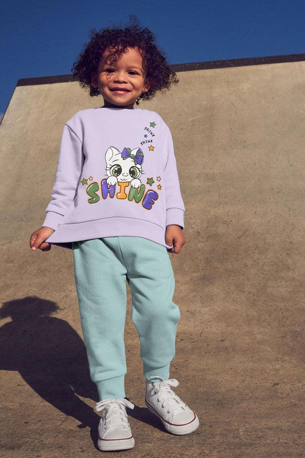elo Cutie Kid's Shine Printed Fleece Sweat Shirt Lilac