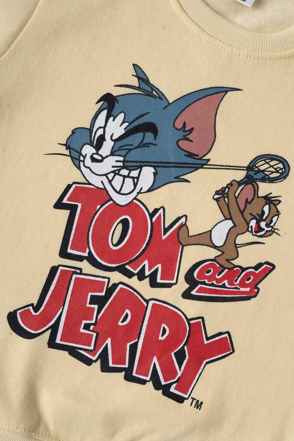 Elo Cutie Kid's Tom & Jerry Printed Fleece Sweatshirt Light Yellow