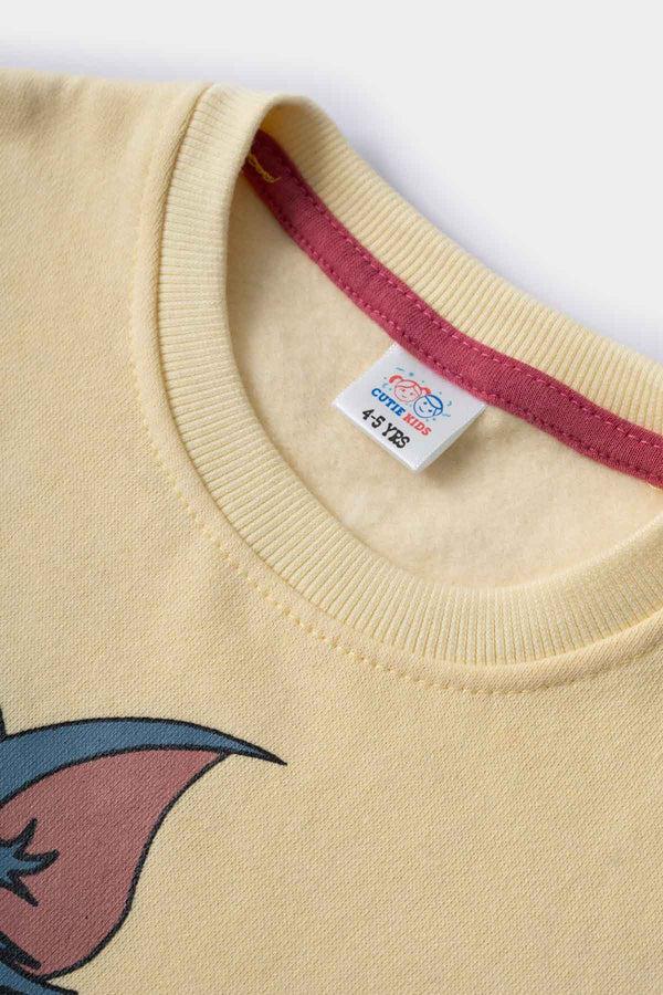 Elo Cutie Kid's Tom & Jerry Printed Fleece Sweatshirt Light Yellow