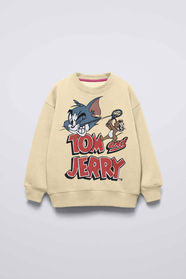 elo Cutie Kid's Tom & Jerry Printed Fleece Sweatshirt Light Yellow