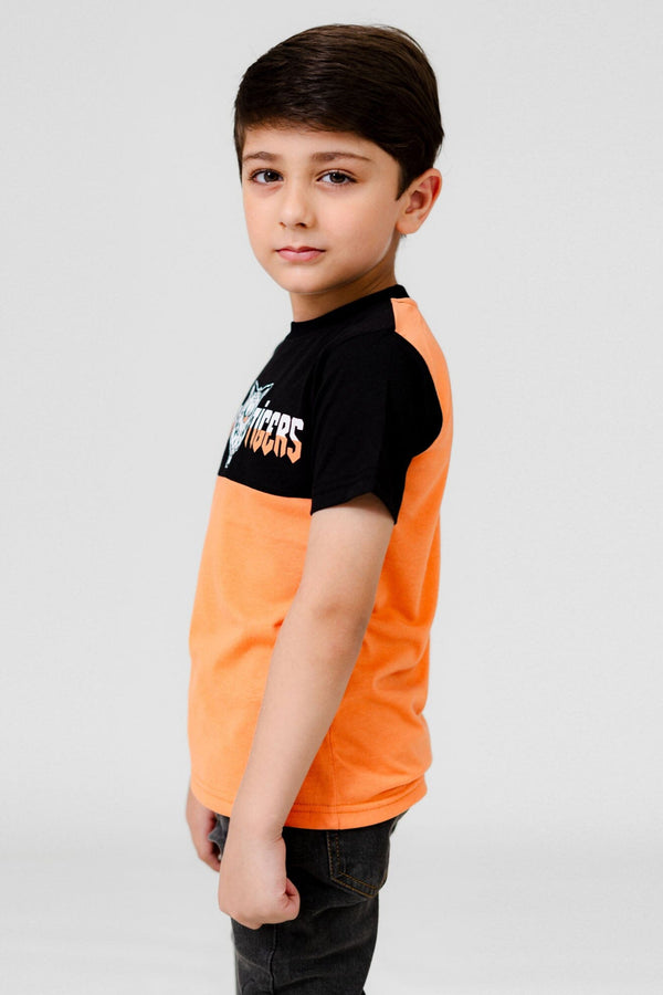 Elo Cutie Kid's Waterford Tiger Printed Panel Design Tee Shirt Jean Marl & Royal