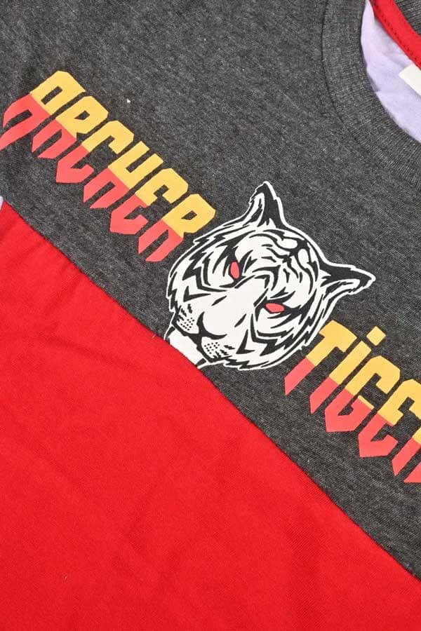 Elo Cutie Kid's Wexford Tiger Printed Panel Design Tee Shirt Charcoal & Olive