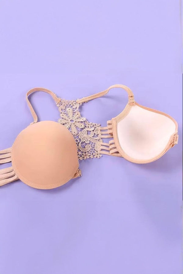 Elo Daimeidi Women's Lace Racerback Wired Push-Up Bra Skin