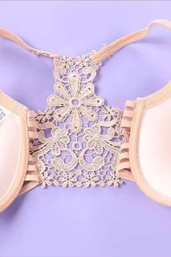 Elo Daimeidi Women's Lace Racerback Wired Push-Up Bra Skin
