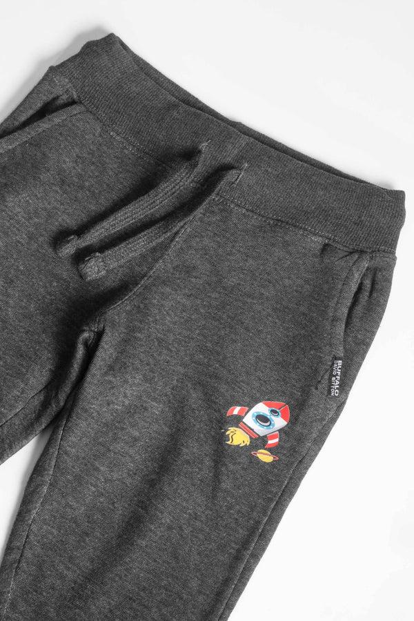 Elo DB Boy's Rocket Printed Premium Jogger Pants Charcoal