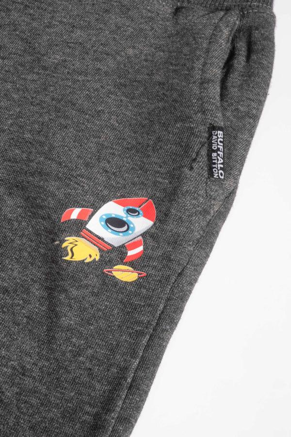 Elo DB Boy's Rocket Printed Premium Jogger Pants Charcoal