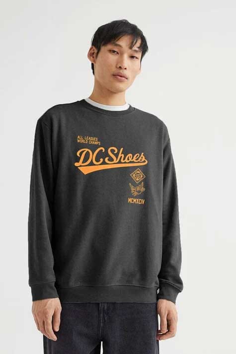 elo DC Men's All Leagues World Champs Printed Crew Neck Fleece Sweat Shirt Graphite