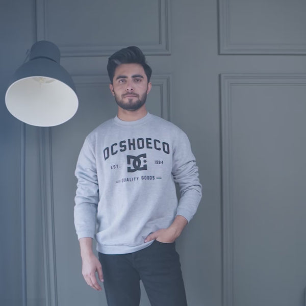 Elo DC Men's Edelira DC Shoes Printed Crew Neck Fleece Sweat Shirt Heather Grey