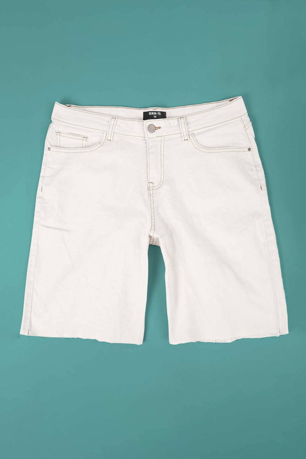 Elo Denim By Tu Men's Bermuda Denim Shorts Off White