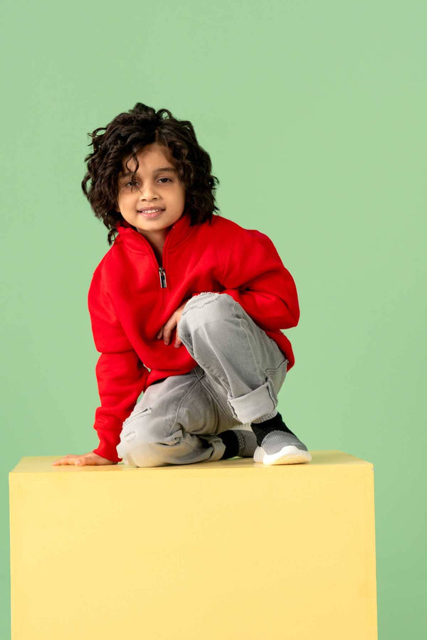 Elo Dennis Kid's Fleece Quarter Zipper Sweatshirt Navy