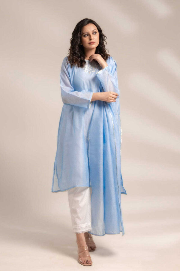 elo East West By Polo Republica Women’s 2 Pcs Shirt & Dopatta Sky