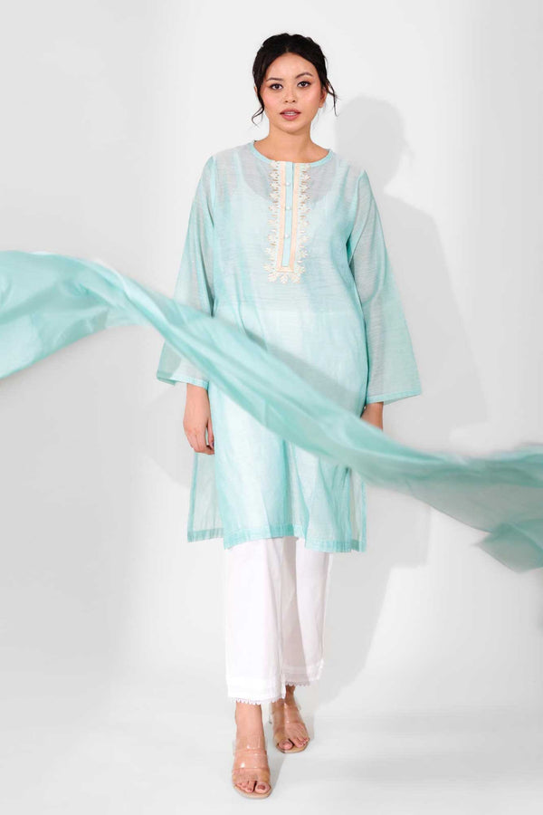 Elo East West Women’s 2 Pcs Dupata Shirt Set Turquoise