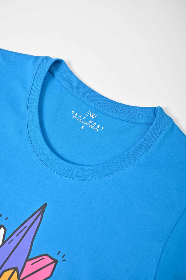 Elo East West Women's Absolute Gem Printed Short Sleeve Tee Shirt Aqua Blue