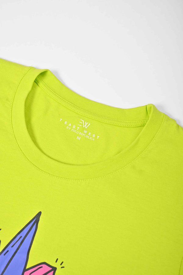 Elo East West Women's Absolute Gem Printed Short Sleeve Tee Shirt Lime