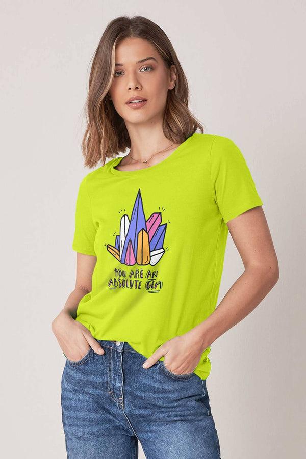 elo East West Women's Absolute Gem Printed Short Sleeve Tee Shirt Lime