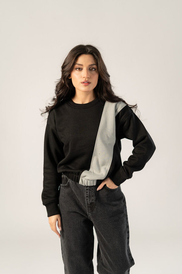 Elo East West Women's Contrast Panel Fleece Sweat Shirt Camel & White