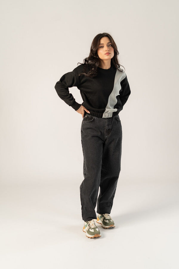 Elo East West Women's Contrast Panel Fleece Sweat Shirt Camel & White