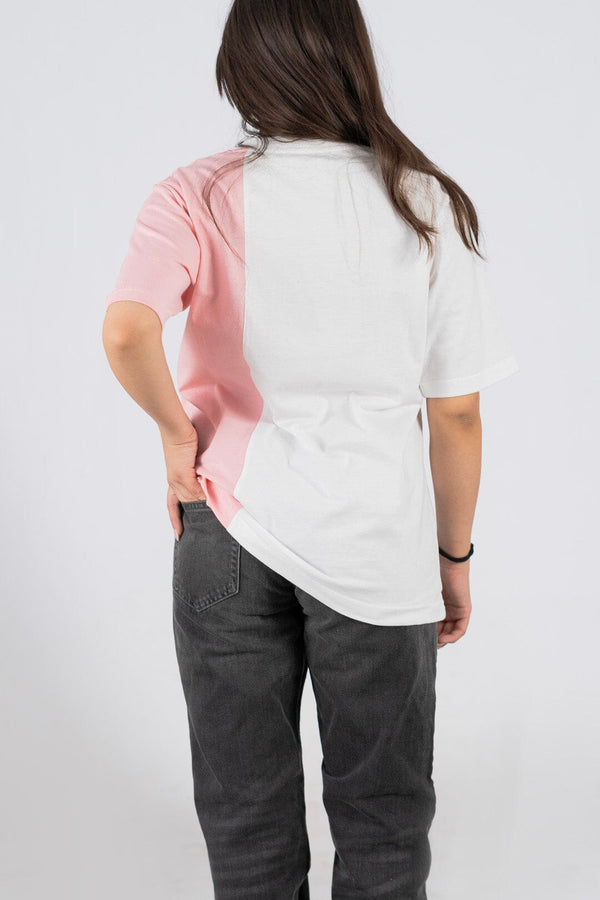 Elo East West Women's Contrast Panel Short Sleeve Tee Shirt White & Pink