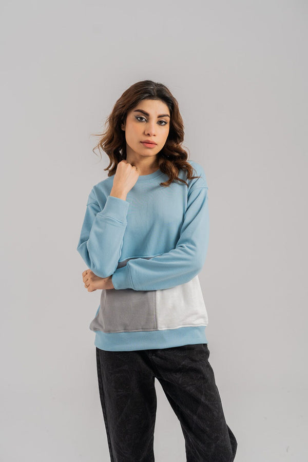 Elo East West Women's Contrast Panel Terry Sweat Shirt Pink & Stealth Grey