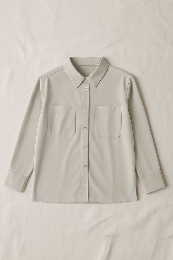 Elo East West Women's Dual Pocket Casual Shirt Beige