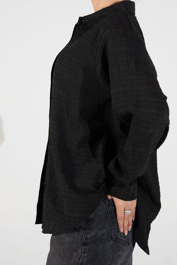 Elo East West Women's High Low Hem Casual Top Black