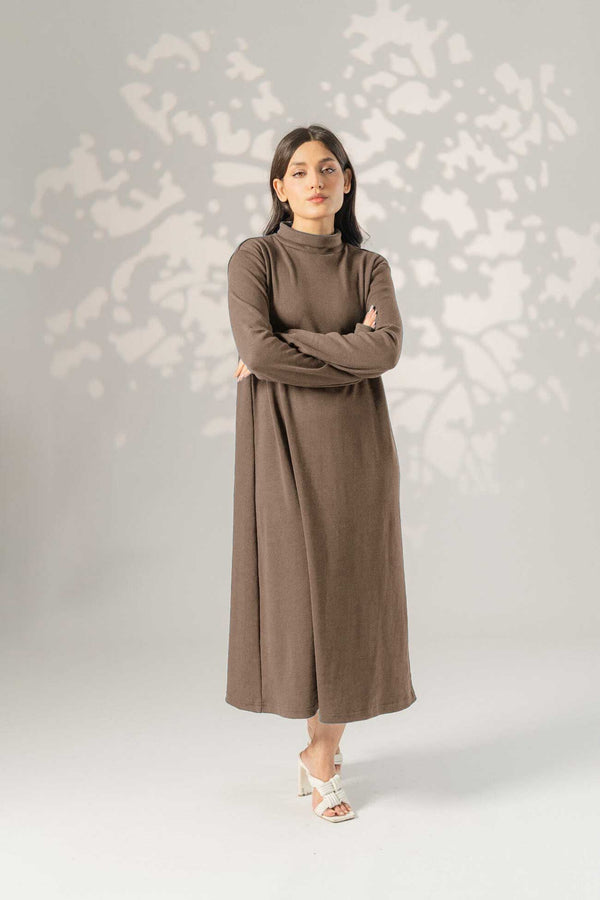 Elo East West Women's High Neck Long Maxi Dress Charcoal