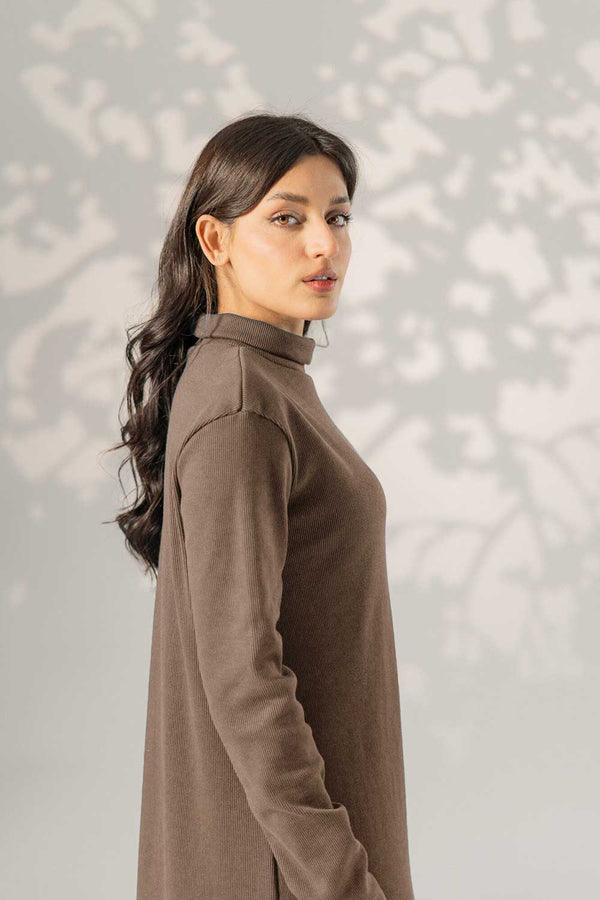 Elo East West Women's High Neck Long Maxi Dress Charcoal