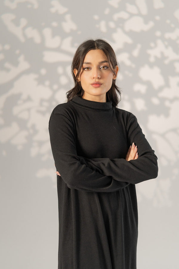 Elo East West Women's High Neck Long Maxi Dress Slate Grey