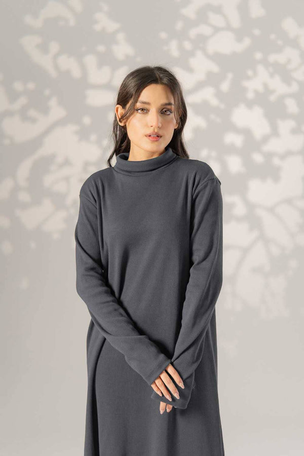 elo East West Women's High Neck Long Maxi Dress Slate Grey