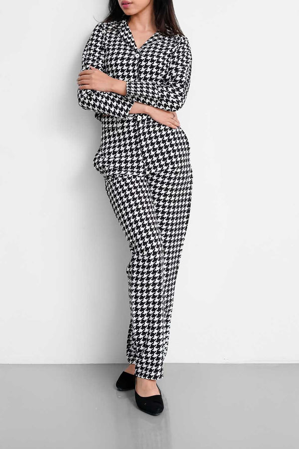 Elo East West Women's Houndstooth Co-Ord Set Black & White