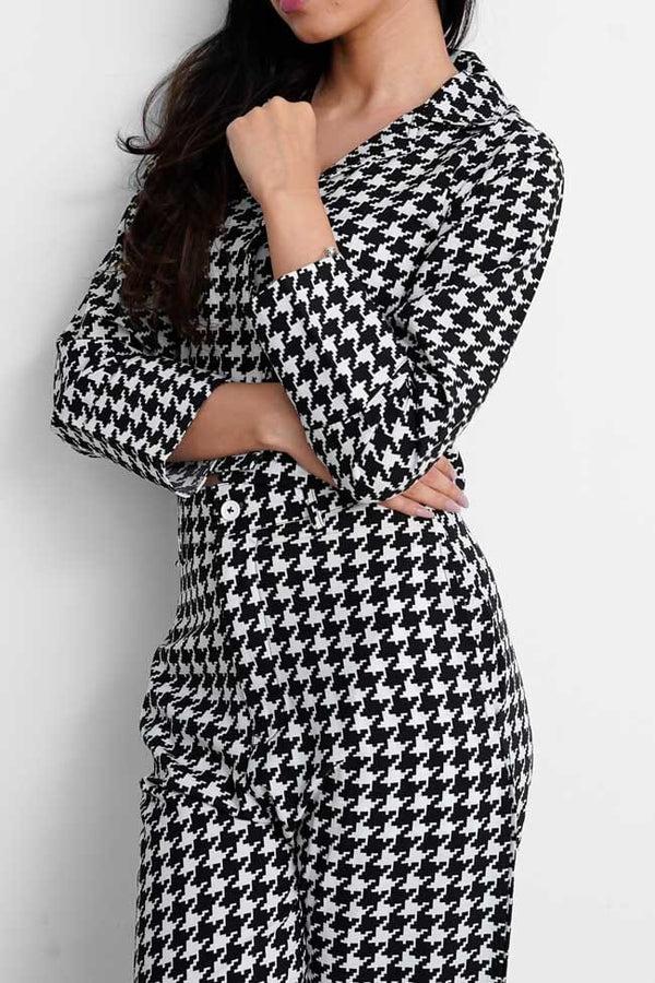 Elo East West Women's Houndstooth Co-Ord Set Black & White