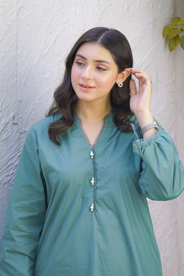 Elo East West Women’s Lace Style V-Neck Kurti Lilac