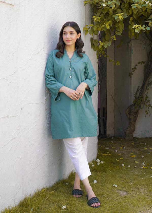 Elo East West Women’s Lace Style V-Neck Kurti Lilac