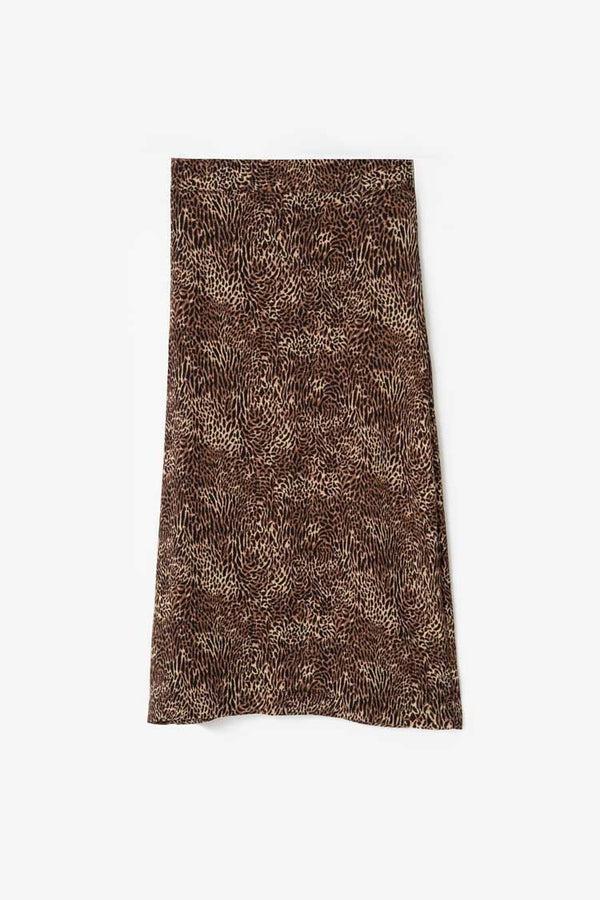 Elo East West Women's Leopard Midi Wrap Skirt Brown