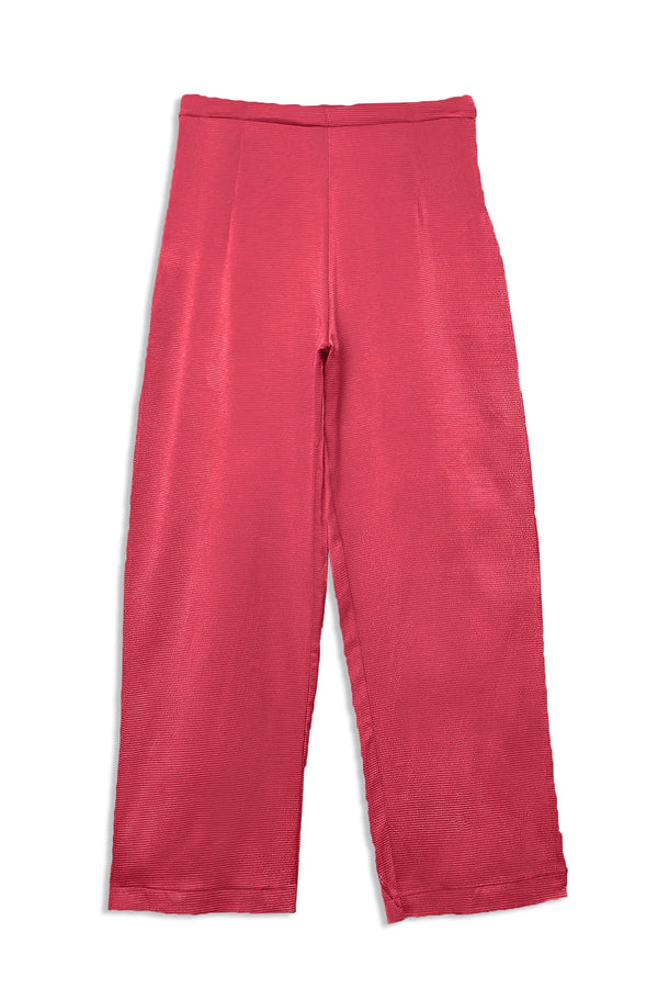 Elo East West Women's Loose Fit Velvet Trousers Shocking Pink