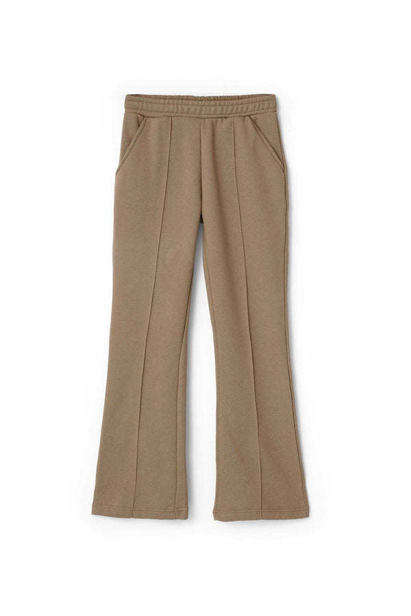 elo East West Women's Pintuck Wide Leg Trousers Brown