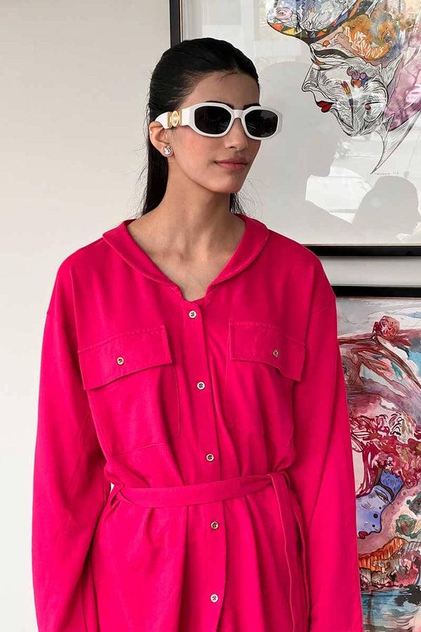 Elo East West Women's Pique Co-Ord Set Shocking Pink