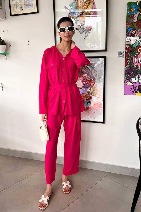 elo East West Women's Pique Co-Ord Set Shocking Pink