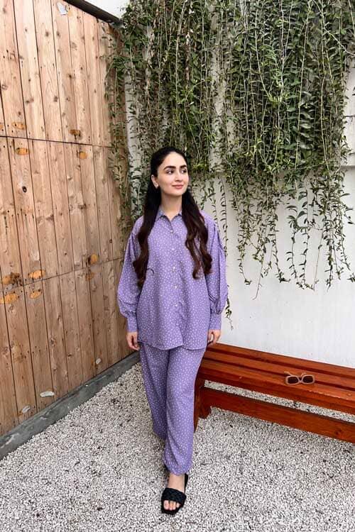 Elo East West Women’s Polka Dot Printed Co-Ord Set Purple