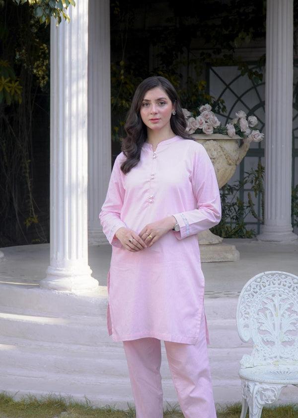 Elo East West Women's Self Stripe 2 Pc Stitched Suit Mint Green