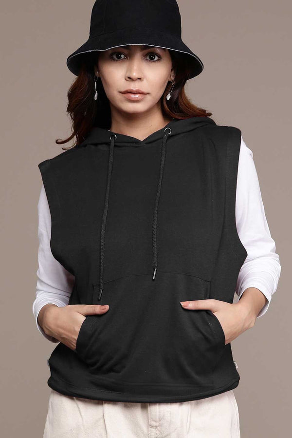 Elo East West Women's Sleeveless Pullover Hoodie Black